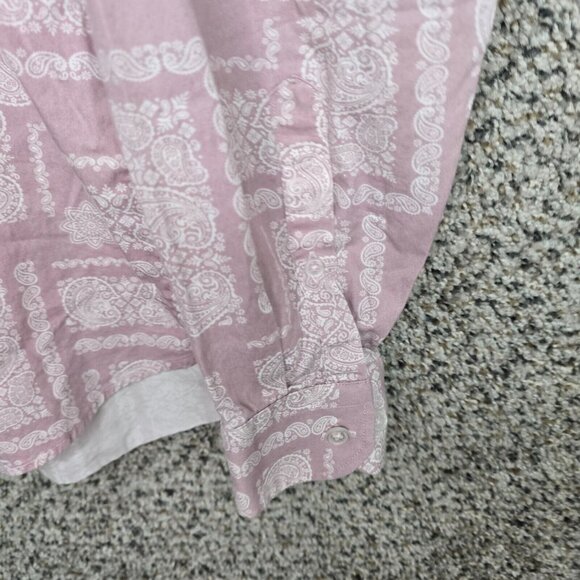 Scotch & Soda Top Womens XXL 2XL Pink Button Up Paisley Print Collared Casual - Picture 2 of 7